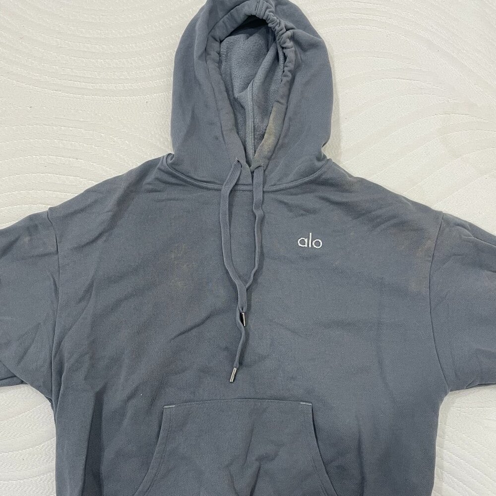 ALO Yoga Blue Drawstring Hoodie Size Small